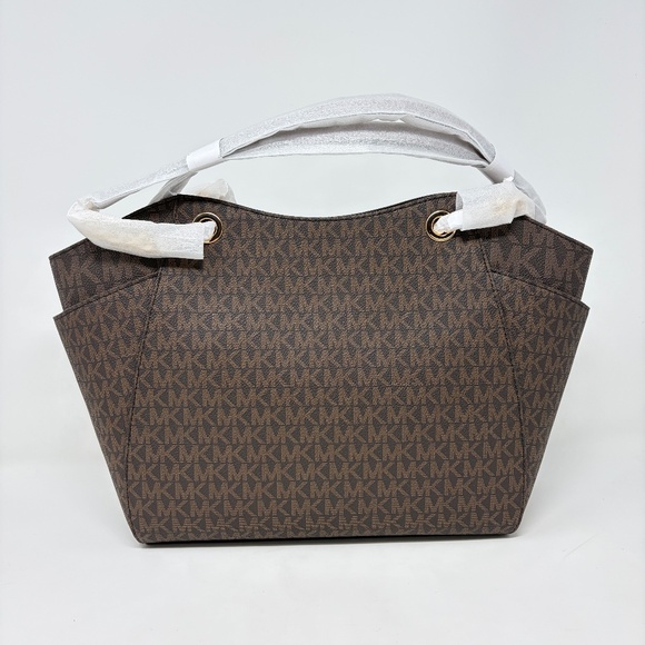 Michael Kors Large Signature Logo Shoulder Bag Brown - New with imperfections - Picture 2 of 10